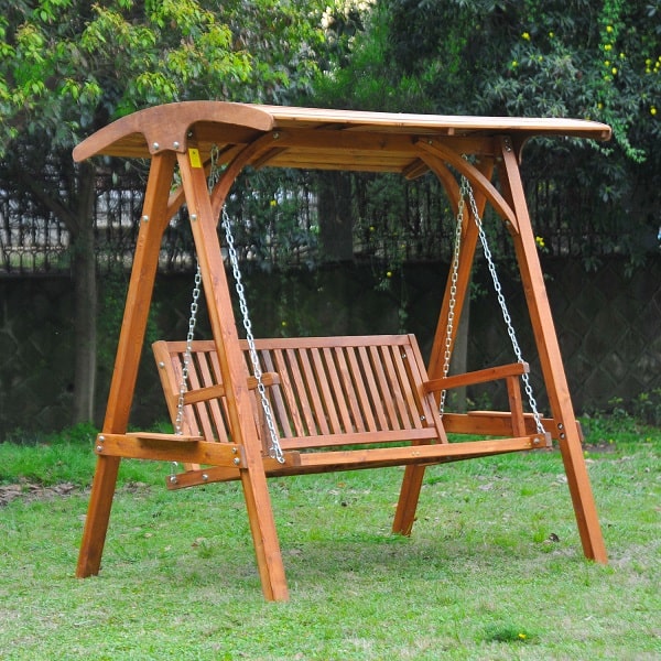 Ghế xích đu ngoài trời bằng gỗ
