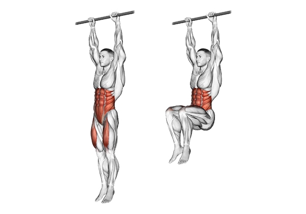  Bài tập nâng chân với thanh tạ (hanging knee lift)